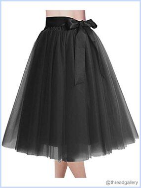 Plus Size A-Line Tulle Tutu Skirt Knee Length Wedding Prom Elastic Waist